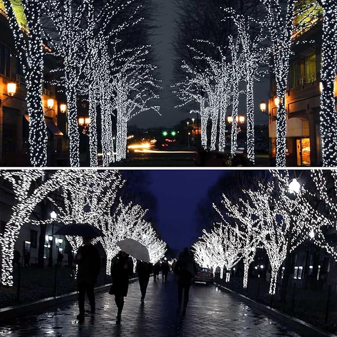 Extra-Long Solar String Lights for Outside, 4 Pack 400LED Solar Fairy Lights Outdoor Waterproof, Copper Wire with 8 Modes Solar Twinkle Lights for Tree Garden Party Patio Xmas Decor (Cool White)