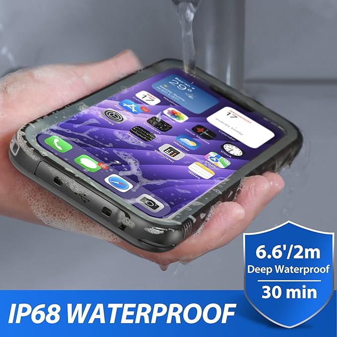 SPORTLINK for iPhone 14 Pro Case - Waterproof Shockproof Dustproof Full Body Sealed Protective Case with Built-in Screen Protector for iPhone 14 Pro 6.1'' Black