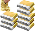 MEETSWEET Emergency Rescue Blanket Set of 8, Outdoor Survival Blanket Waterproof, Windproof, Warm, Sunscreen Lightweight and Portable Suitable for First Aid Bags and Outdoor Camping, Golden, 8pcs