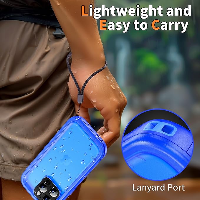 Cozycase for iPhone 15 Pro Waterproof Shockproof Dustproof Case - Heavy Duty/360 Full Body/Military Grade/Protective/Rugged 【8FT Drop Proof】 Built in Screen/Camera Protector with Lanyard Blue