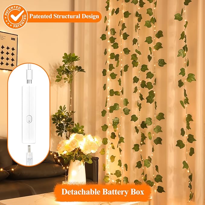 Lakumu LED Fairy Lights Battery Operated, Rechargeable String Lights with 8 Modes & Timer, Type‑C, Waterproof Twinkle Lights for Bedroom Wedding Christmas Decor (5M/16FT Warm White)