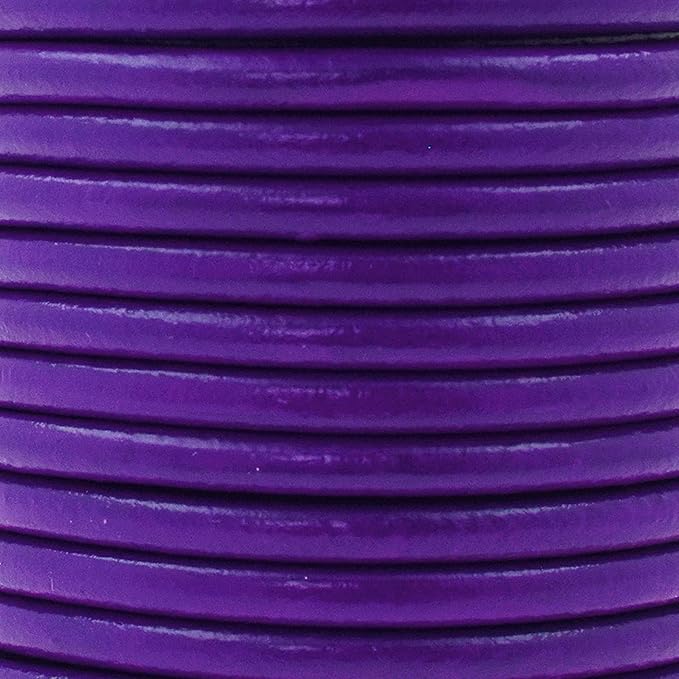 Mandala Crafts Round Genuine Purple Leather Cord for Jewelry Making – 4mm Cowhide Leather Rope String Lace for Kumihimo – 11 Yards Cowhide Craft Cording Spool