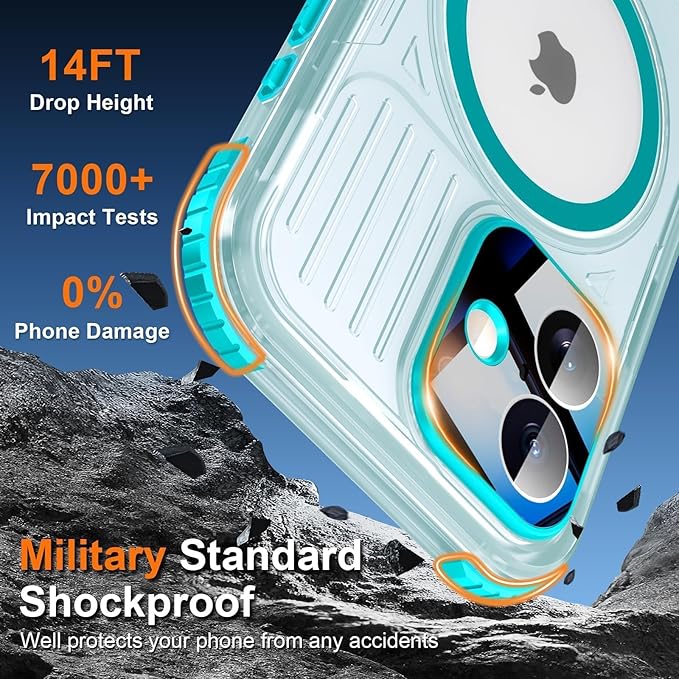 WIFORT for iPhone 17 Waterproof Case, [Fit for Magsafe] with Sapphire Lens & Screen Protector, IP68 Full Body 15FT Military Shockproof, Magnetic Frosted Phone Cover with Lanyard, 6.3" Teal