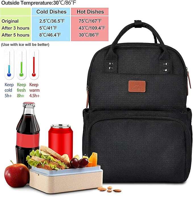 MATEIN 17 Inches Lunch Backpack, Extra Large Lunch Box with Insulated Cooler Compartment, Water Resistant Laptop Backpack for College Work Picnic Beaches