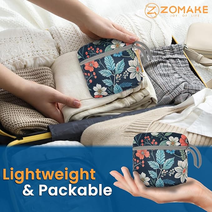 ZOMAKE Ultra Lightweight Packable Backpack 25L - Foldable Hiking Backpacks Water Resistant Small Folding Daypack for Travel(Navy blue,Floral pattern)