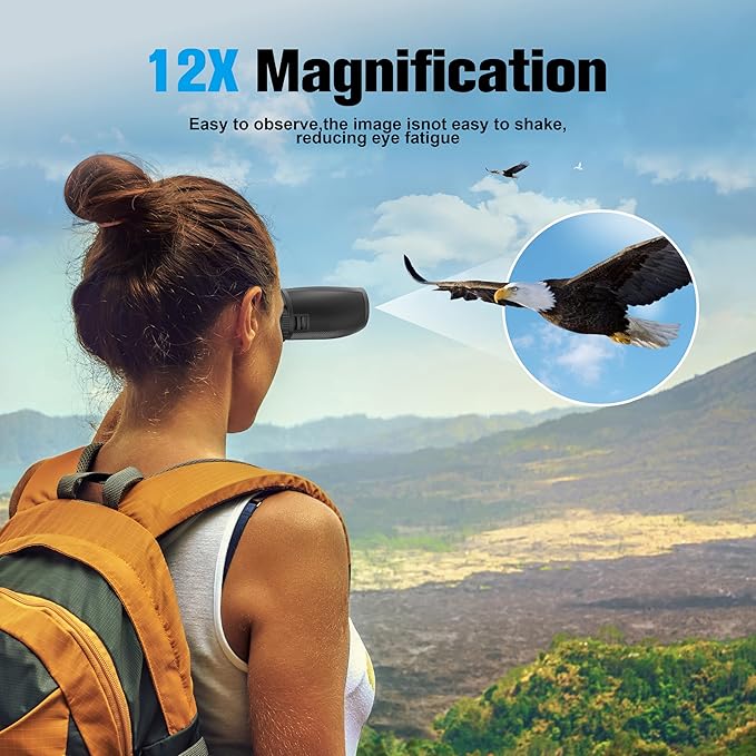 Binoculars 12x50 for Adults and Kids Night Vision Binoculars Compact Binocular Waterproof Binocular Wide Field of View for Bird Watching,Hiking,Hunting,Concert with Binocular Cases
