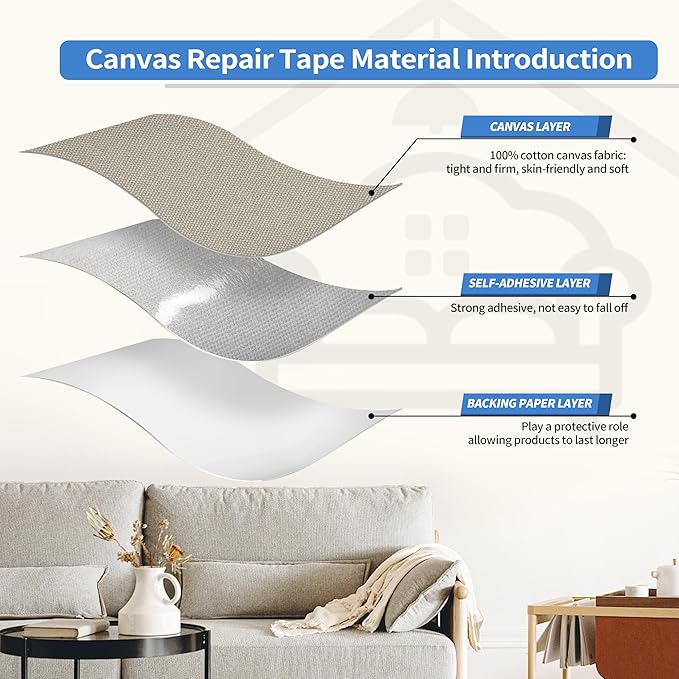 KING MOUNTAIN Canvas Repair Patch 16×30 Inch Self-Adhesive Waterproof Fabric Patch for Sofas, Tents, Furniture,Tote Bags, Car Seats (Grey2.0)