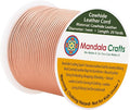 Mandala Crafts Round Genuine Rose Gold Leather Cord for Jewelry Making – 1mm Cowhide Leather Rope String Lace for Kumihimo – 20 Yards Cowhide Craft Cording Spool