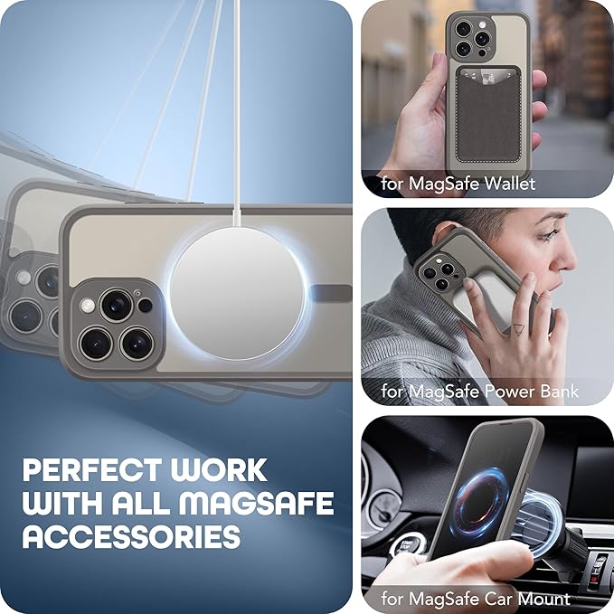 TIESZEN for iPhone 15 Pro Case, Compatible with MagSafe, Built-in Privacy Screen Protector and Camera Protection, Anti Spy Full Body Dustproof Shockproof Hard Phone Case 6.1", Deep Grey