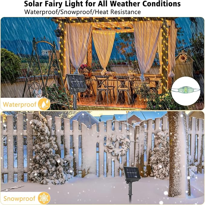 4 Pack Solar Fairy Lights 131Ft 400 LED Outdoor Twinkle Light with 8 Modes, Waterproof Silver Wire String Lights for Garden Patio Party Weding Decor (Warm White)