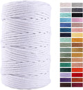 White Cotton Macrame Cord, 4mm x 109Yards, Perfect for Wall Hangings, Crafts & Decorative Projects