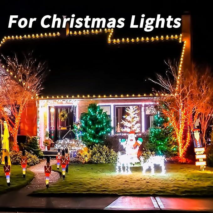 PlugSaf 1 to 3 Splitter Outdoor Extension Cord with Multiple Outlets; 40FT Total(22+6+6+6) 28FT End to End; 16/3 SJTW Black Extension Cord Outdoor Waterproof for Halloween Christmas; 16AWG 1625W ETL