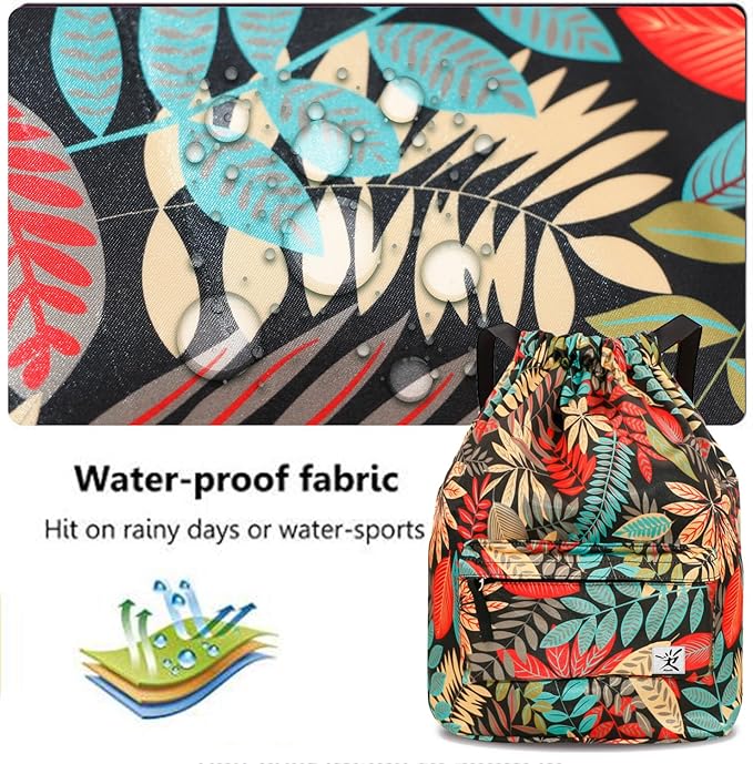 Waterproof Drawstring Bag, Gym Bag Sackpack Sports Beach Backpack for Men Women