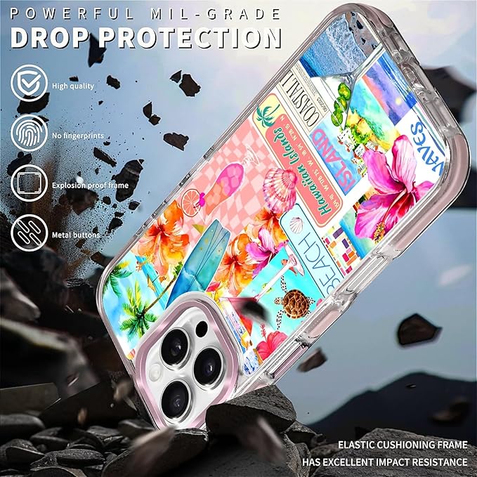 Case for iPhone 16 Pro Max,[Compatible with MagSafe],Coastal Beach Cover Coquette Collage Phone Case Design，for Women Girls Magnetic Clear Cover - Slim, Sleek, & Shockproof Protection