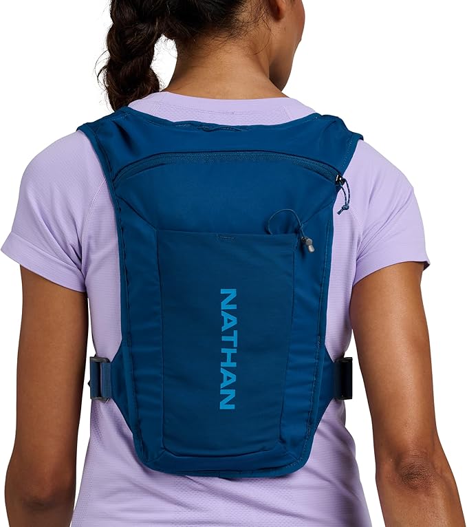 Nathan QuickStart Hydration Pack Vest with Bladder or flasks, Storage Pockets, Breathable Moisture-Wicking Fabric, Adjustable Straps for Running, Hiking, Walking, Marathons, Obstacle Races