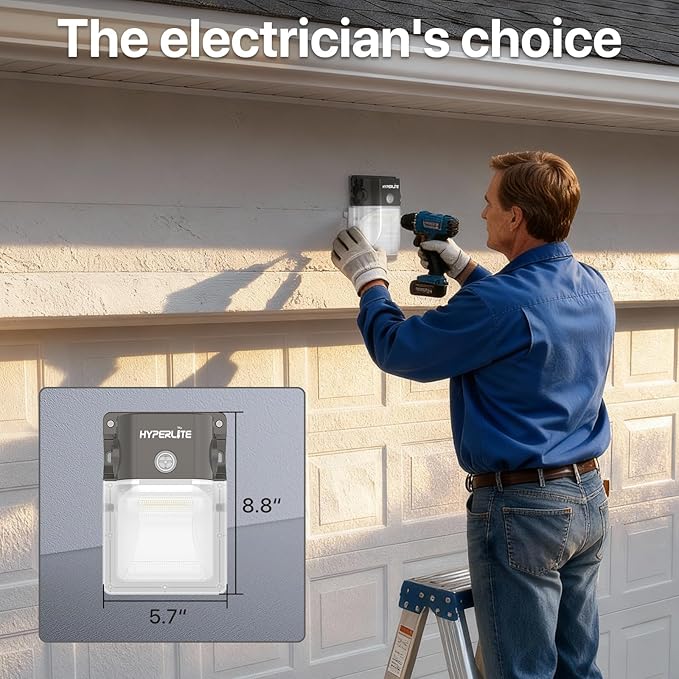 HYPERLITE LED Wall Pack Light: 30W 3600lm 5000K Daylight Dusk to Dawn Outdoor Lighting - 120Vac IP65 Waterproof LED Wall Lights for Garage House Garden UL Listed 6 Pack