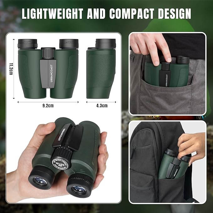 12x32 Compact Binoculars for Adults - High Powered Lightweight Small Binoculars with Large View - Super Bright Waterproof Binocular for Bird Watching Travel Cruise Ship Hiking Sports Concert