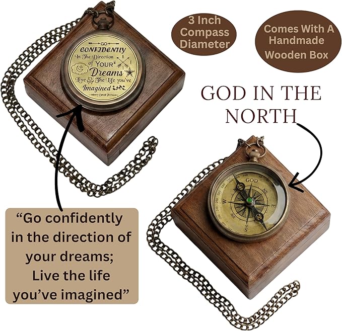 Handmade Brass Antique Compass with Leather Case – Vintage Finish Functional Pocket Navigation Tool for Travel, Hiking & Gift