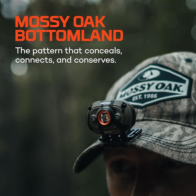NEBO MYCRO 450 Rechargeable Headlamp | 450 Lumens, 6 Light Modes, Water Resistant, Detachable Hat Clip, Super Bright Head Lamp for Camping & Hiking, Includes USB Charging Cable — Camo