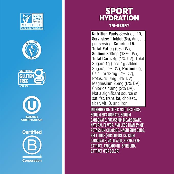 Nuun, Electrolyte Drink Tabs Tri Berry, 8 Count, 1.9 Ounce