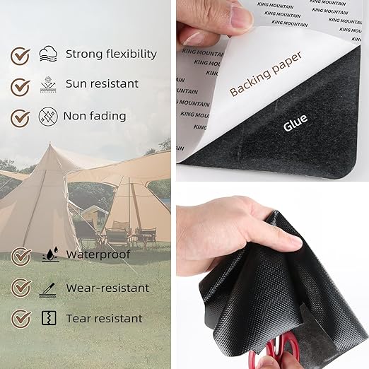 Waterproof Fabric Repair Patch, 9×11Inch 2 Pcs Self-Adhesive Fabric Repair Kit,PVC Repair Patch, for Tent, Canvas, Canopy,RV Awning Repair,Car Seats(Light Orange)