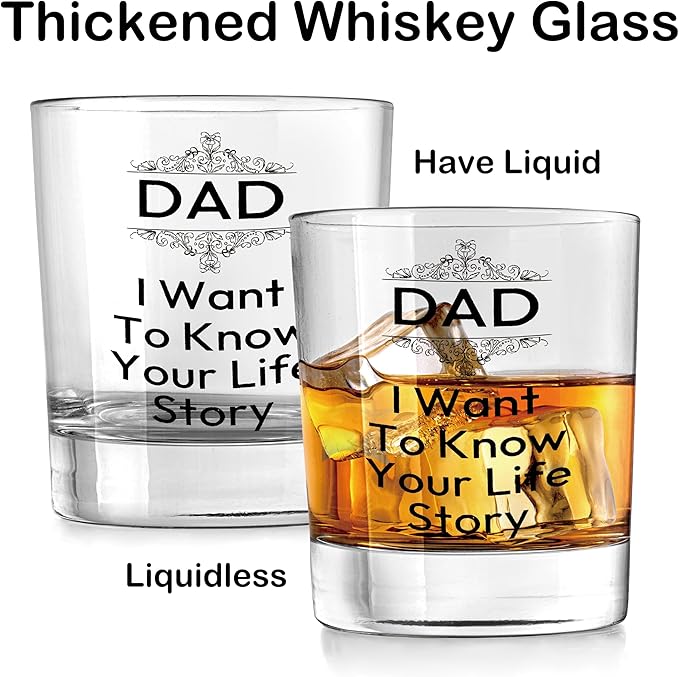 Nogrit Dad Whiskey Glasses 10 oz, Best Dad Gifts for Father's Day Birthday from Sons Daughters, Daddy Old Fashioned Rocks Glasses for Men Drinking Cocktail Scotch Vodka Tequila Rum