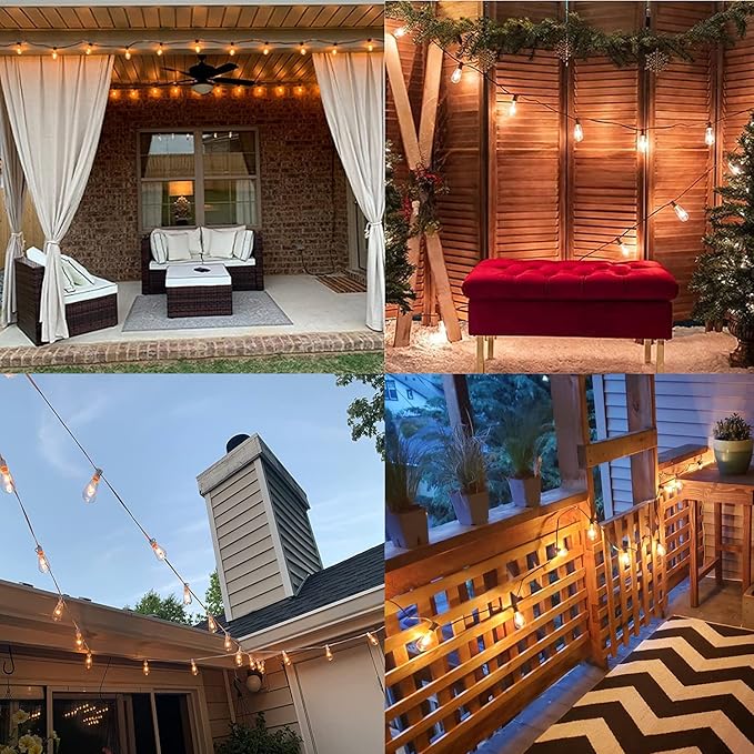 10Ft ST40 Outdoor String Lights with 11 Incandescent Bulbs, E17 Scoket Base, Waterproof Patio String Lights, Hanging Vintage Edison Lights Outdoor for Backyard Garden Porch Party Wedding Decor, Brown