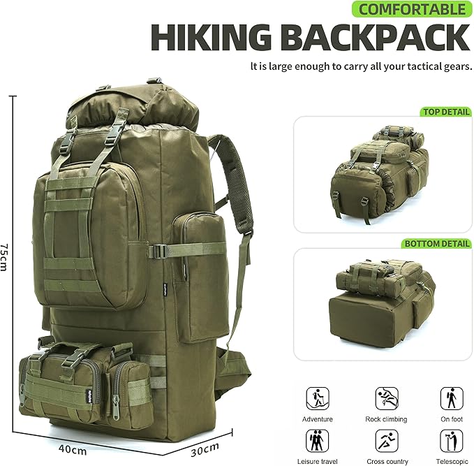 100L Camping Hiking Backpack,Molle military Tactical rucksack backpack,Waterproof Lightweight Hiking Backpack
