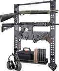 Adoreal Modularity Gun Wall Mount, Hold Up 120LBS Gun Rack for Wall with 10 Mounting J-Hooks, Rifle Shotgun Rack with Additional Storage, 31.8" x 22" Tactical Gear Wall Mount, Functional Gun Racks