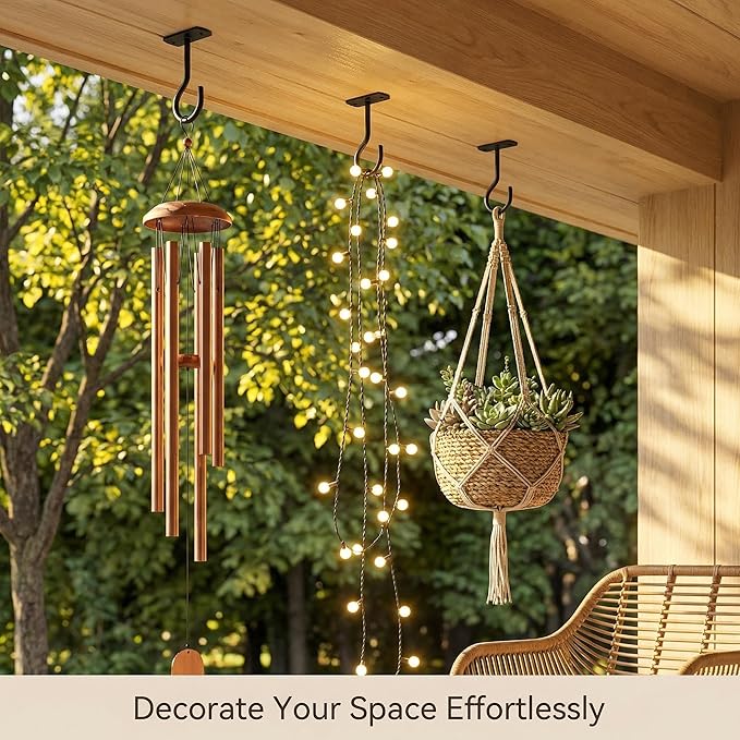 Ceiling Hooks for Hanging Plants,2Pack 4in for Plants,Lights,Planters,Lanterns,Hanging Bird Feeders,Wind Chimes,Indoor&Outdoor Decoration Black