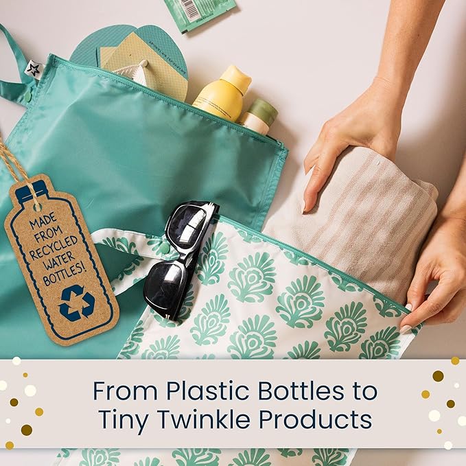 Tiny Twinkle Mess Proof Wet Bags | 1-Pack Reusable Waterproof Wet Bags for Swimsuits | Baby Clothes | Travel & Diaper Bag (Beige Checkers)