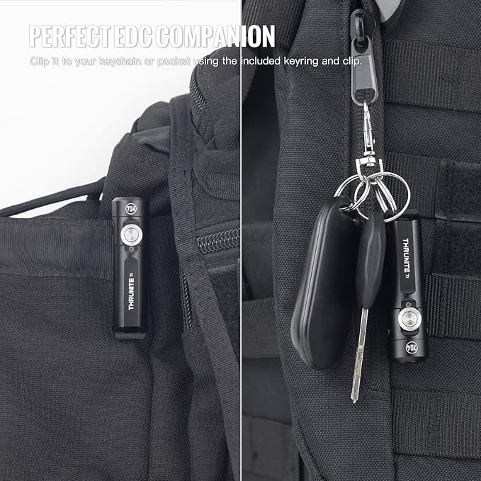 ThruNite Ti Keychain Flashlight, Customized Edition with 704 Tactical, 650 Lumens USB-C Rechargeable Compact Pocket Light with Magnetic Tailcap, for Camping, Everyday Carry (Black Cool White)