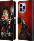 Head Case Designs Officially Licensed Harry Potter Harry Portrait Prisoner of Azkaban II Leather Wallet Case Compatible with Apple iPhone 14 Pro Max