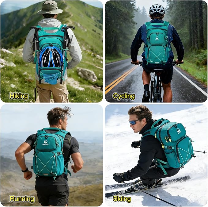 Hydration Backpack 22L, Hiking Backpack with 2L Leakproof Bladder, Sewn-in Rain Cover, Insulated Compartment for Men & Women Running, Cycling, Camping