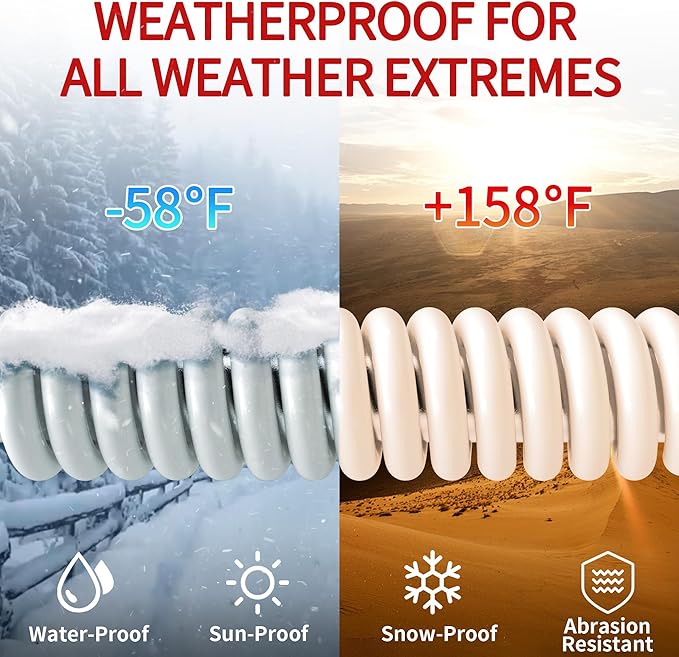 Skrizcable 16/3 50 FT Outdoor Extension Cord Waterproof, Weatherproof & Flame Retardant White 3 Prong Power Cord Outside for Lawn & Garden, 13 Amps 1625 Watts 125 VAC 16AWG SJTW, ETL Listed