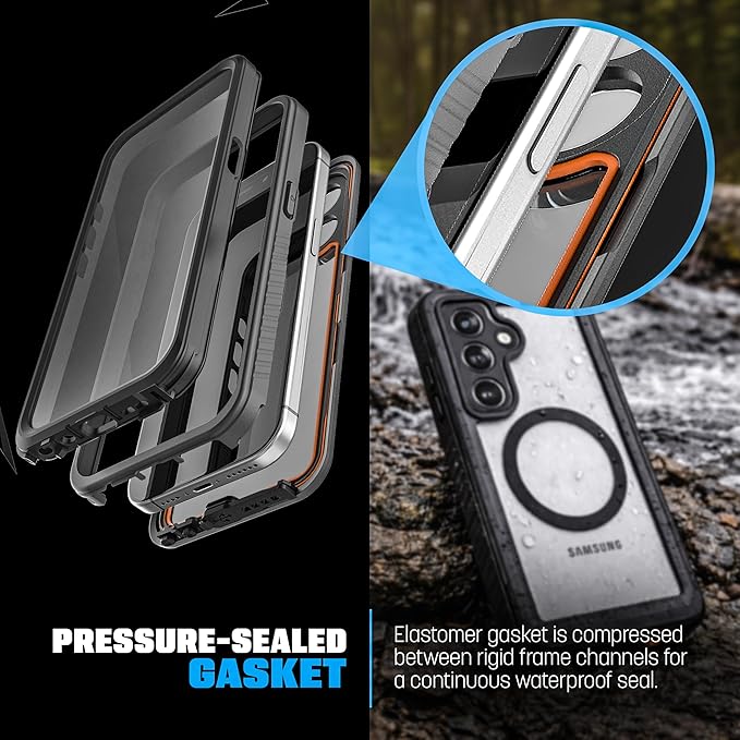 ENCASED Waterproof Case Designed for Samsung Galaxy S26 (IP68) Full Body Protective Phone Case with Screen Protector Built-in (Clear/Black)