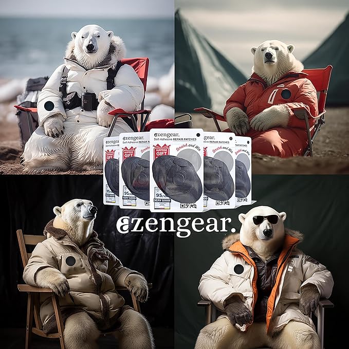 aZengear Repair Patches - Waterproof, Self-Adhesive, Tear-Cold-Heat-Resistant Polyester Fabric to Fix Down Jacket, Puffer, Snowsuit, Shoe, Tent, PVC, Clothing, Upholstery (Graphite)