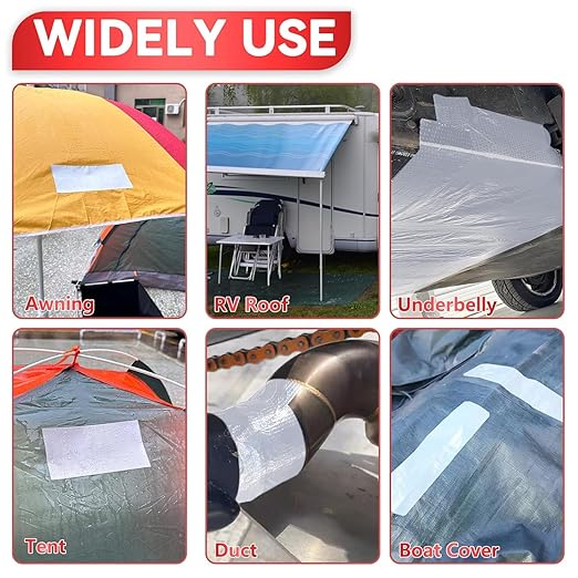 Birllaid Waterproof RV Awning Repair Tape for Tent,Tarp, Boat Covers Repair Tape,RV Awning, Sail Tape, Tear Repair Patch Kit, 5 Inch x 30FT (White)