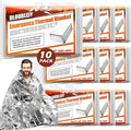 10-Pack Emergency Thermal Blankets, Heavy Duty Mylar Space Blanket with Ultimate Body Heat Retention for Camping Survival Kit, Car Emergency and Hiking, Waterproof & Windproof