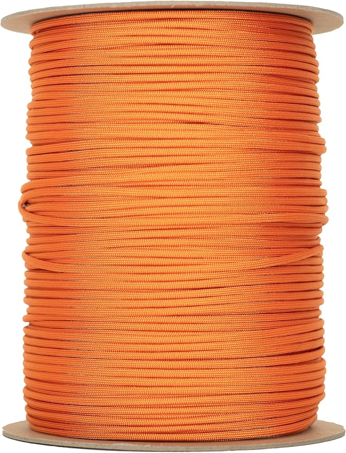 The Paracord Store | Type III 550 Paracord - 250 FT Spool, International Orange | Heavy Duty 7 Strand Tactical Paracord - USA Made Nylon Outdoor Parachute Cord for Camping, Fishing - Survival Cord