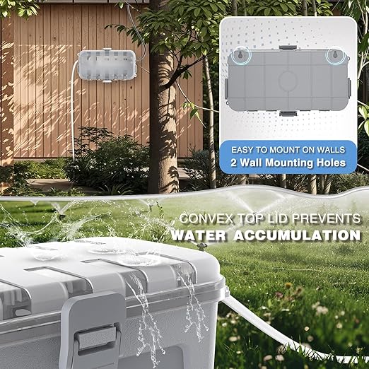 Flemoon Medium Outdoor Electrical Box Waterproof with Clear Lid, Weatherproof Extension Cord Cover for Photocell Light Sensor Timer, Power Strip, Outlet, Plug, Socket, Transparent and Gray