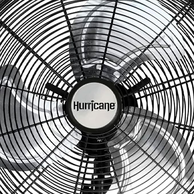 Hurricane 16" High Velocity Pro Oscillating Metal Wall Mount Fan w/ 3 Speeds, Black - Corded Electric Air Cooling Unit w/Powerful 2400 CFM Airflow for Home, Garage, Gym, Workshop & Greenhouse