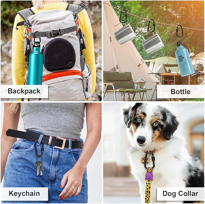 Cridoz Locking Carabiner D Ring Clips with Flat Key Ring