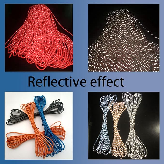 Dyneema Reflective Rope -2mm 400kg Fracture Strain - Suitable for Tents, Kite Surfing, and Other 65 feet (Green, 4mm)