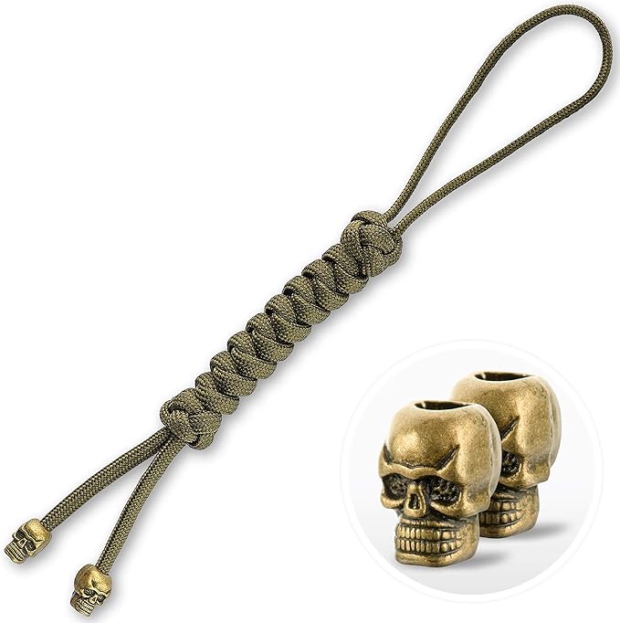 M-Tac Skull Knife Lanyard with Bead – Paracord Lanyard for Knives & EDC – Tactical Knife Fob Pull Cord – Durable Paracord