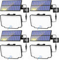 Peasur 4 Pack Solar Motion Lights Outdoor, 318 LED Solar Security Light with 3 Modes, IP65 Waterproof Powered Flood Lights for Outside Garden Garage Yard Backyard