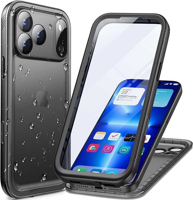 Cozycase TOP Waterproof Case for iPhone 17 Pro Max - Military Heavy Duty 360 Shockproof Full Body with Screen Camera Protector Double IP68 Water Dust Drop Proof Hard Rugged 17PM Front Back Slim Cover
