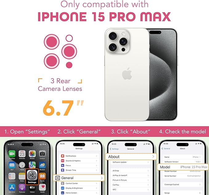 TIESZEN for iPhone 15 Pro Max Case, Compatible with MagSafe, Built-in Privacy Screen Protector and Camera Protection, Anti Spy Full Body Dustproof Shockproof Hard Phone Case 6.7", Hot Pink