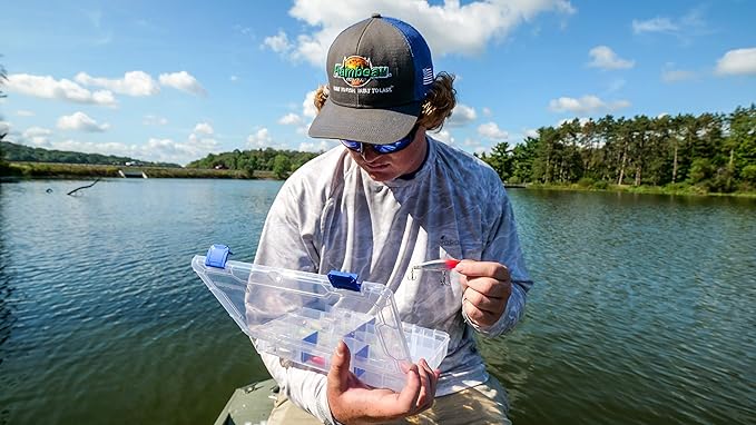Flambeau Outdoors 4007 Tuff Tainer Fishing Tackle Box with Zerust Anti-Rust Dividers - Includes 12 Dividers, 24 Compartments, Clear Fishing Lure Organizer - 11" x 7.25" x 1.75"