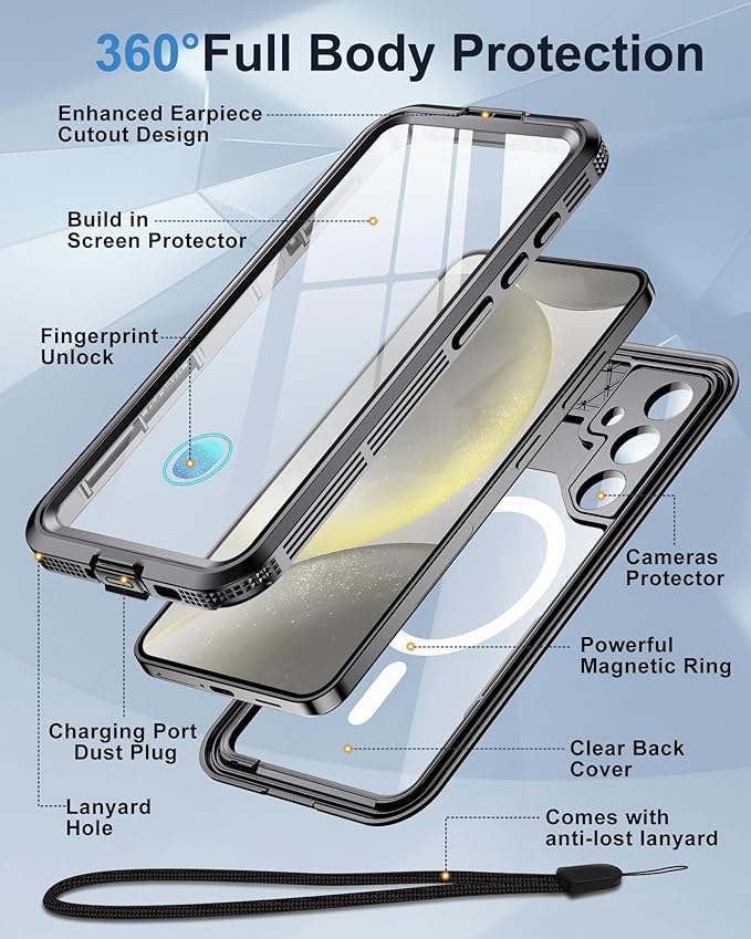 for Samsung Galaxy S24+ Plus Waterproof Case, [Fit for Magsafe] [IP68 Water Proof] [Built-in Screen Protector], Magnetic Heavy Duty Military Grade Rugged Phone Case for S 24+ Plus 6.7", Black